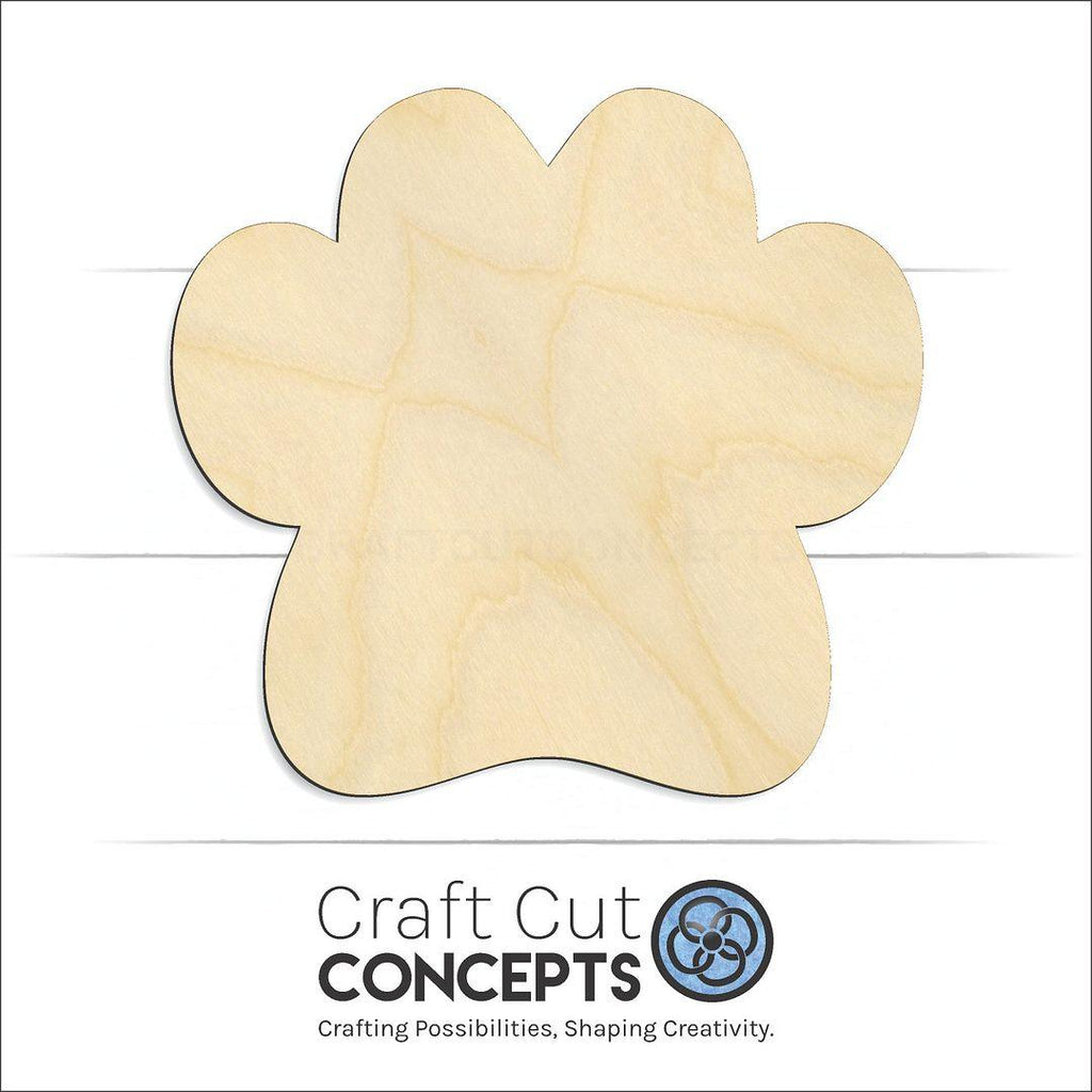 Craft Cut Concepts Logo under a wood Paw Print craft shape and blank