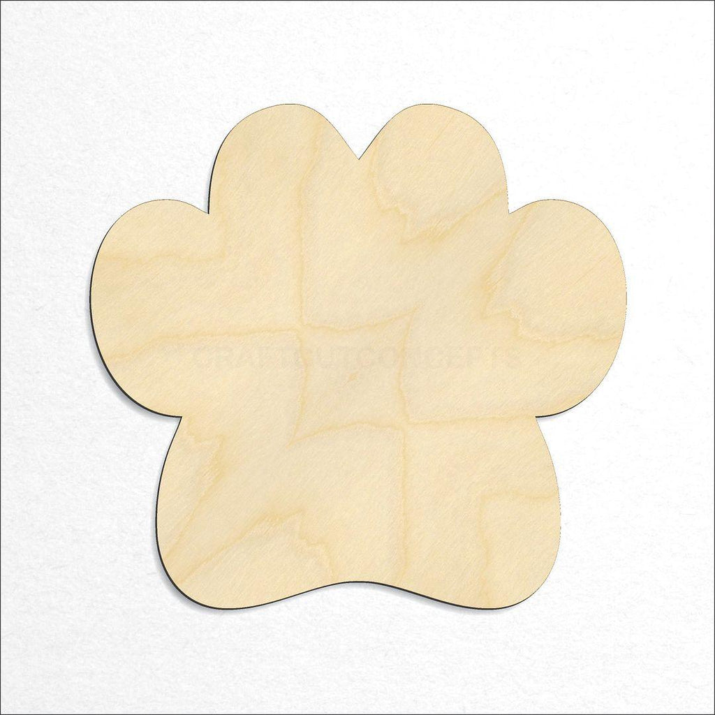 Wooden Paw Print craft shape available in sizes of 1 inch and up