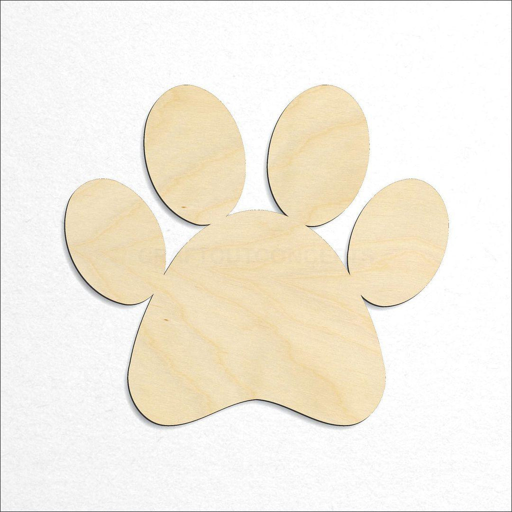 Wooden Paw Print craft shape available in sizes of 2 inch and up