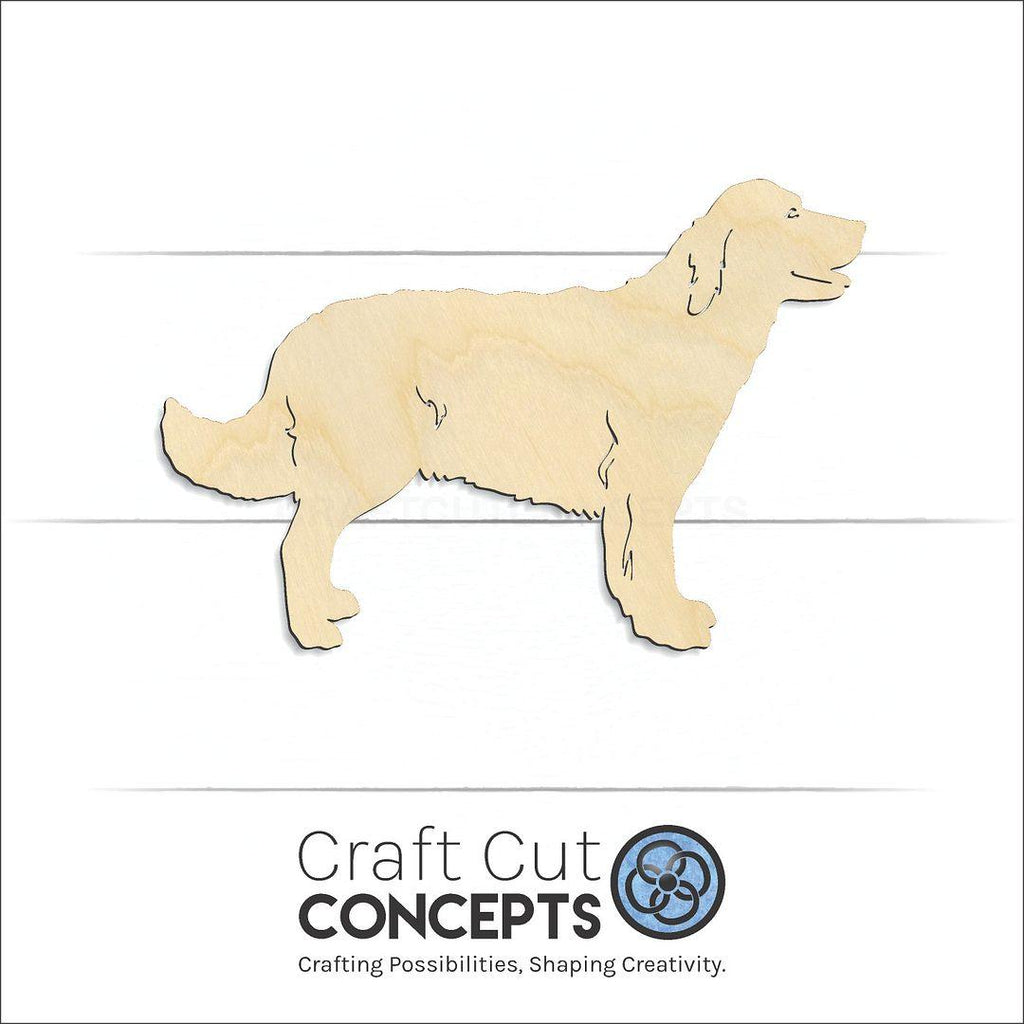 Craft Cut Concepts Logo under a wood Golden Retriever craft shape and blank