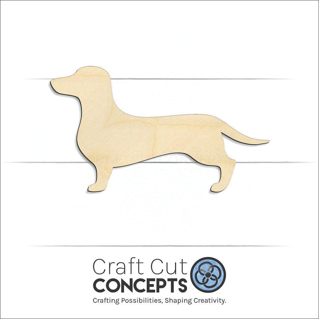 Craft Cut Concepts Logo under a wood Dachshund Dog craft shape and blank