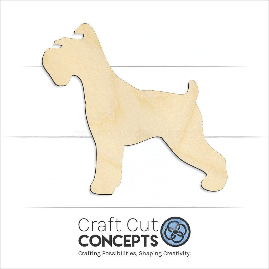 Craft Cut Concepts Logo under a wood Schnauzer Dog craft shape and blank