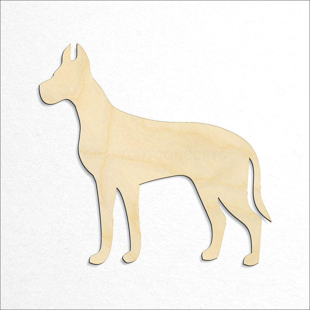 Wooden Great Dane craft shape available in sizes of 2 inch and up