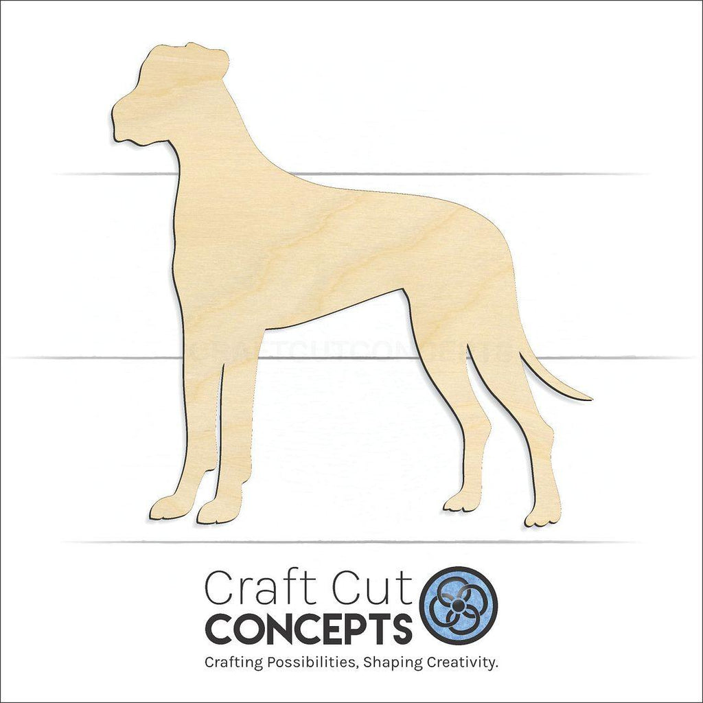 Craft Cut Concepts Logo under a wood Great Dane craft shape and blank