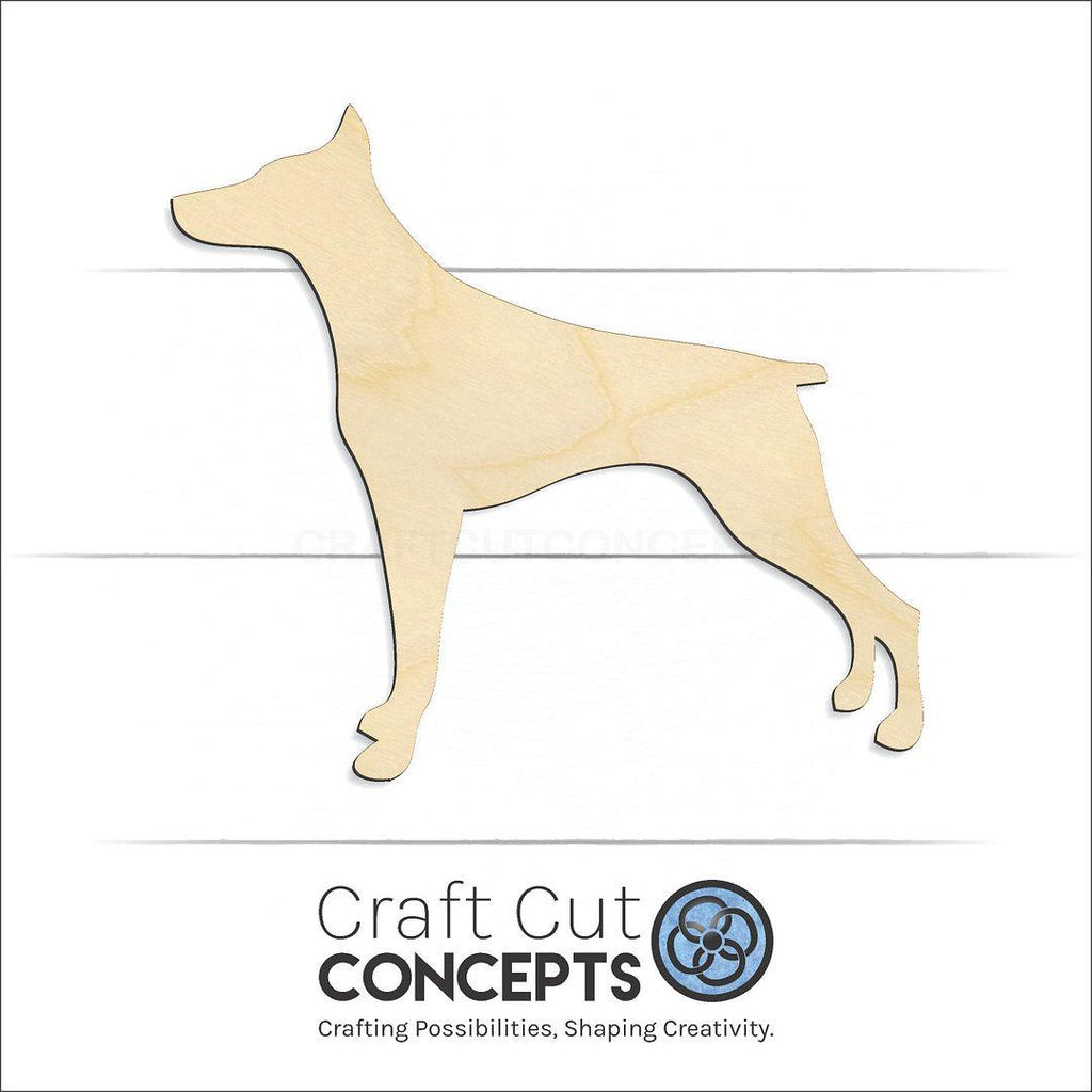 Craft Cut Concepts Logo under a wood Doberman craft shape and blank