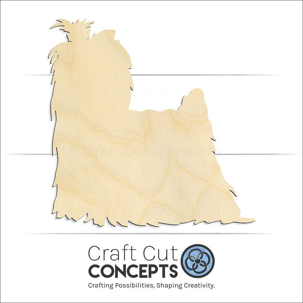 Craft Cut Concepts Logo under a wood Yorkie craft shape and blank