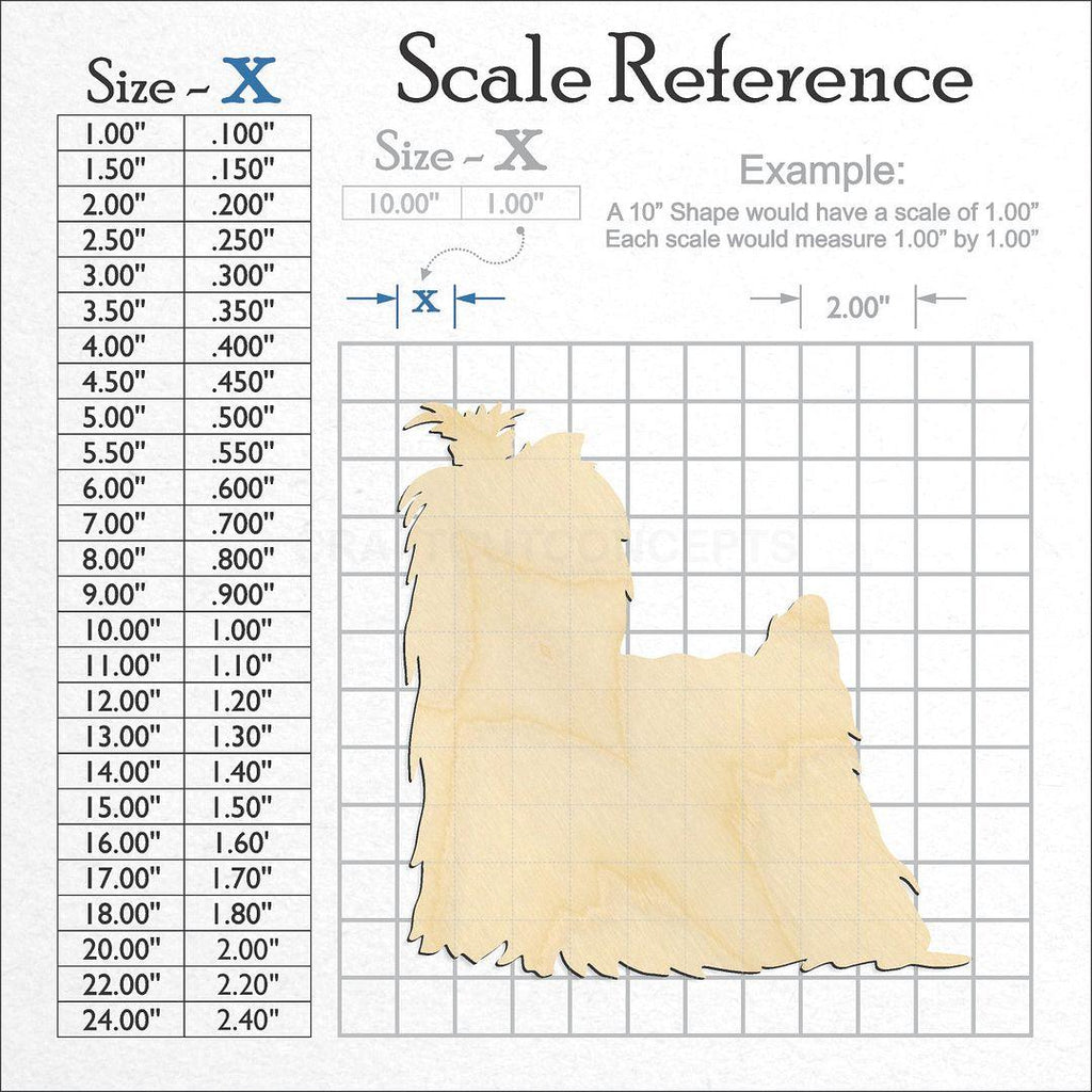 A scale and graph image showing a wood Yorkie craft blank