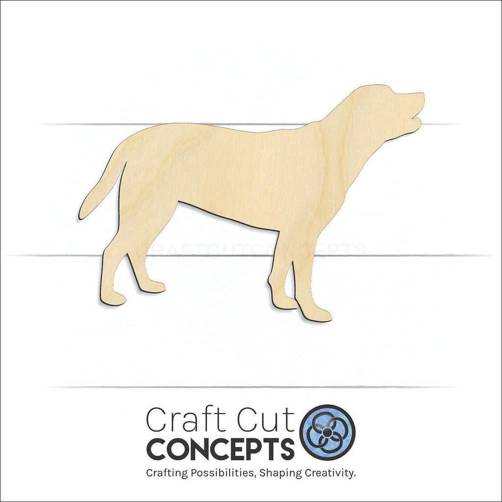 Craft Cut Concepts Logo under a wood Labrador craft shape and blank