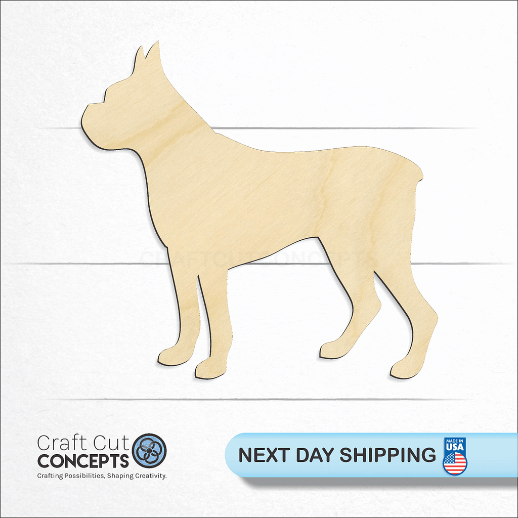 Craft Cut Concepts logo and next day shipping banner with an unfinished wood Pit Bull craft shape and blank