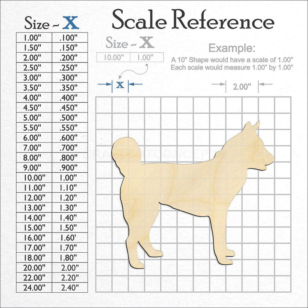 A scale and graph image showing a wood Husky craft blank