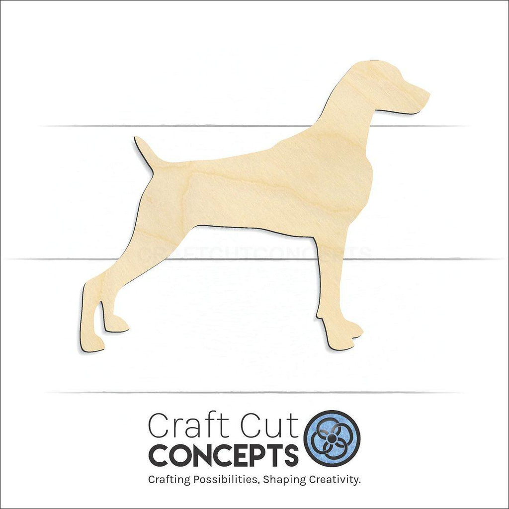 Craft Cut Concepts Logo under a wood Weimaraner craft shape and blank