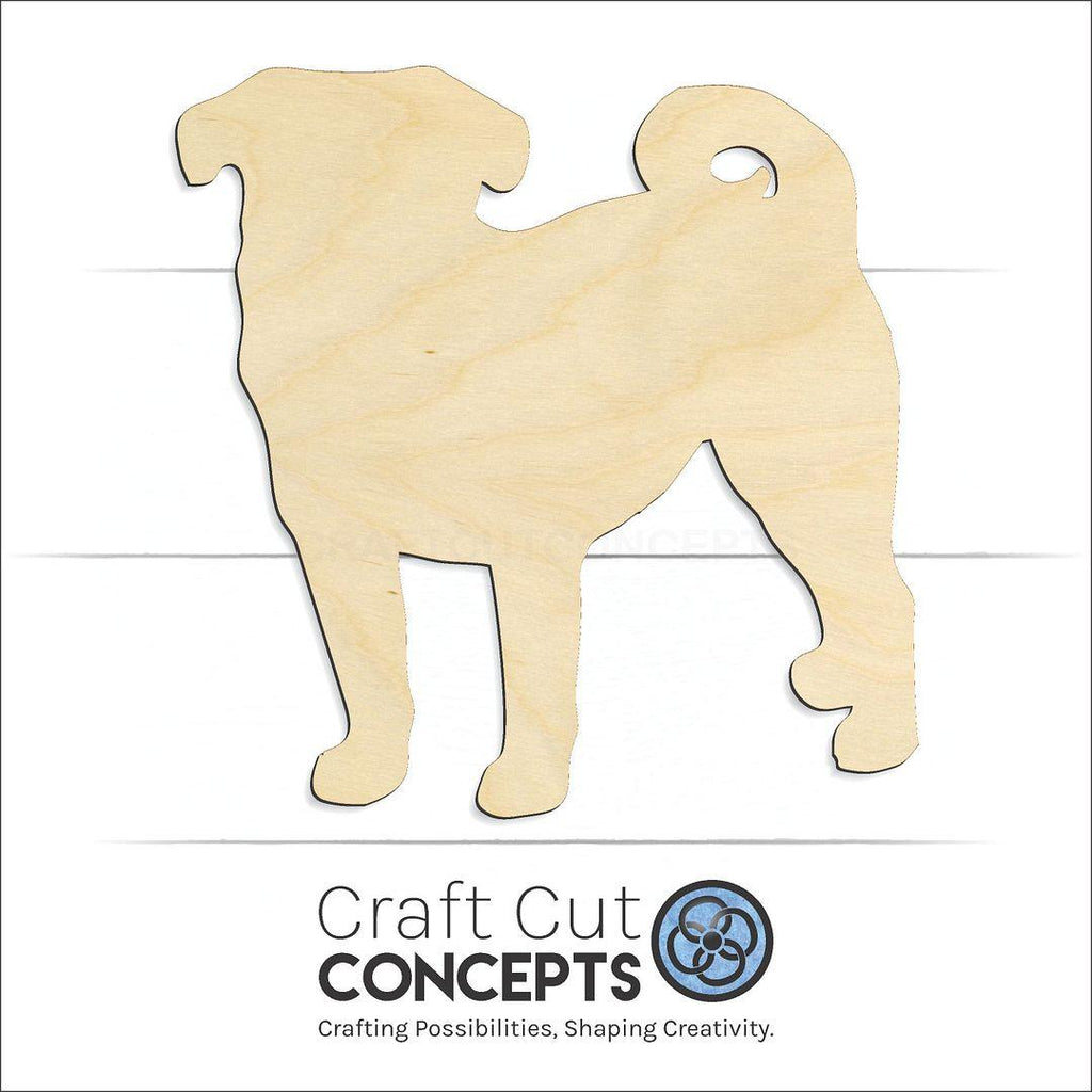 Craft Cut Concepts Logo under a wood Pug craft shape and blank