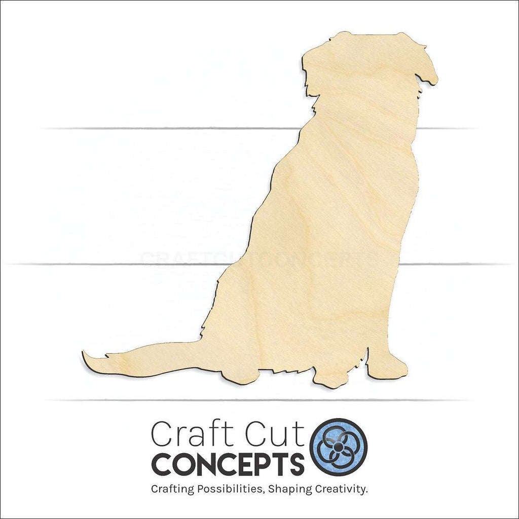 Craft Cut Concepts Logo under a wood Golden Retreiver craft shape and blank