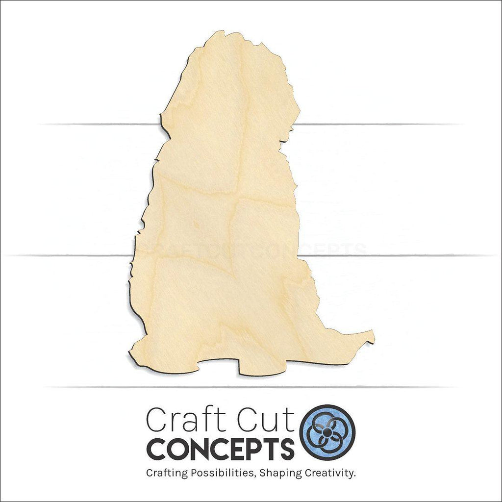 Craft Cut Concepts Logo under a wood Golden Doodle sitting craft shape and blank