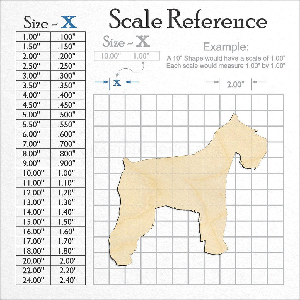 A scale and graph image showing a wood Schnauzer craft blank