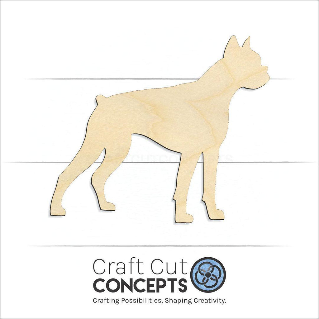 Craft Cut Concepts Logo under a wood Boxer craft shape and blank