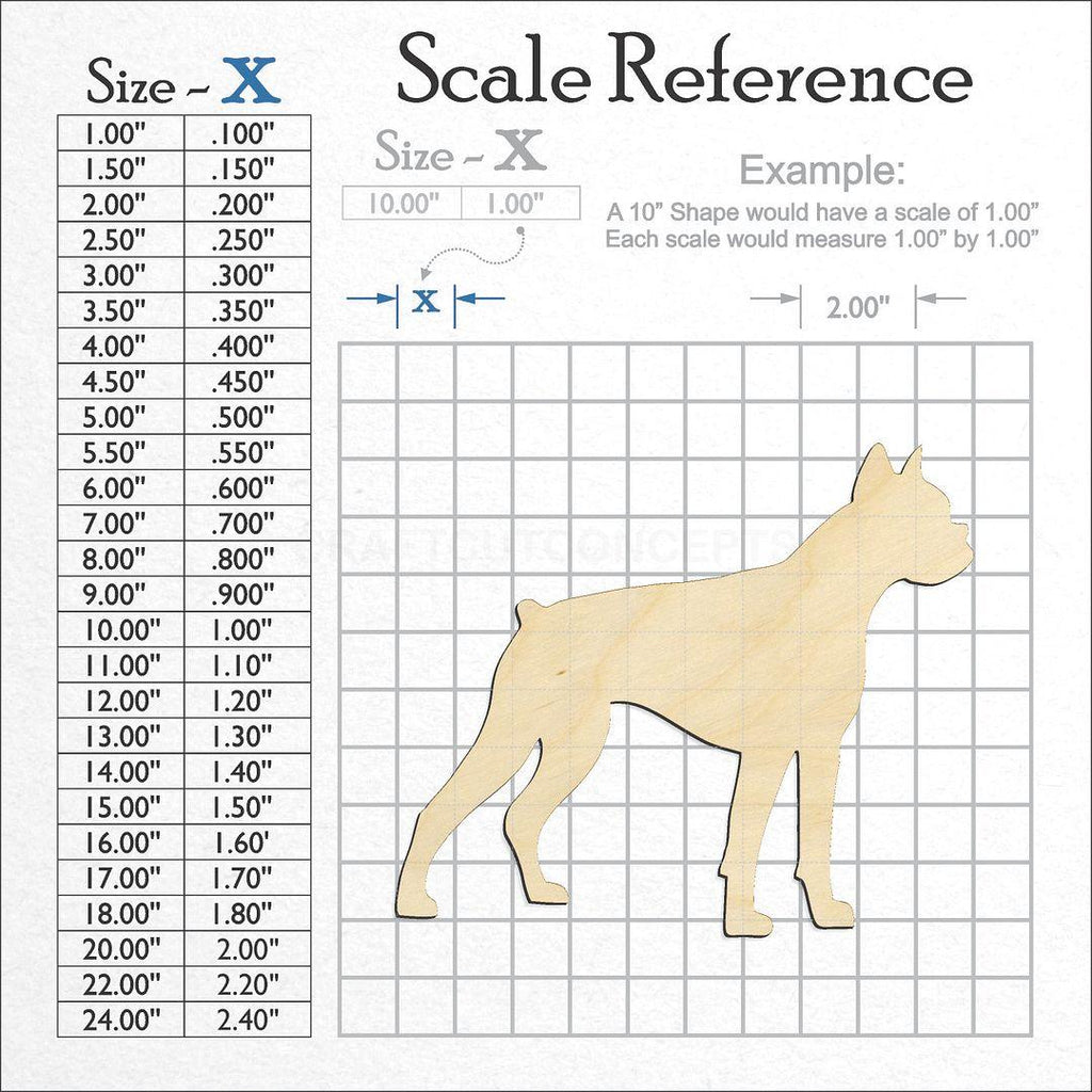 A scale and graph image showing a wood Boxer craft blank