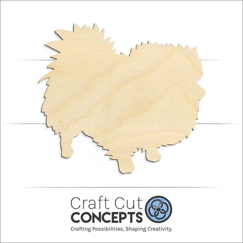 Craft Cut Concepts Logo under a wood Pomeranian craft shape and blank