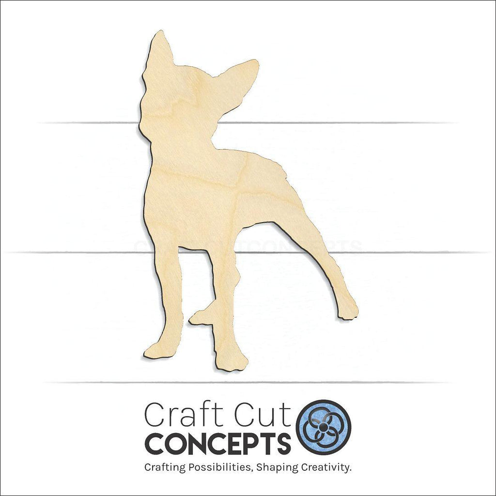 Craft Cut Concepts Logo under a wood Boston Terrier craft shape and blank