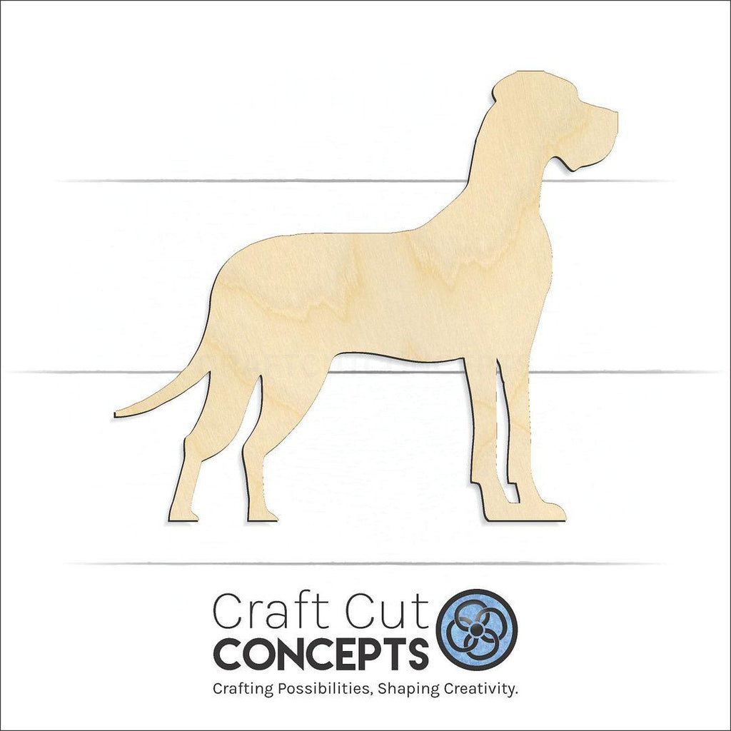 Craft Cut Concepts Logo under a wood Great Dane craft shape and blank