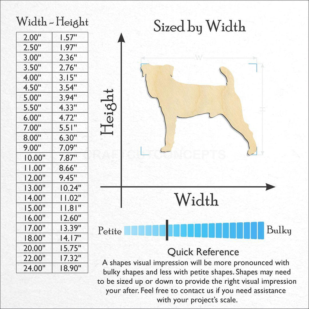 Sizes available for a laser cut Jack Russel Terrier craft blank