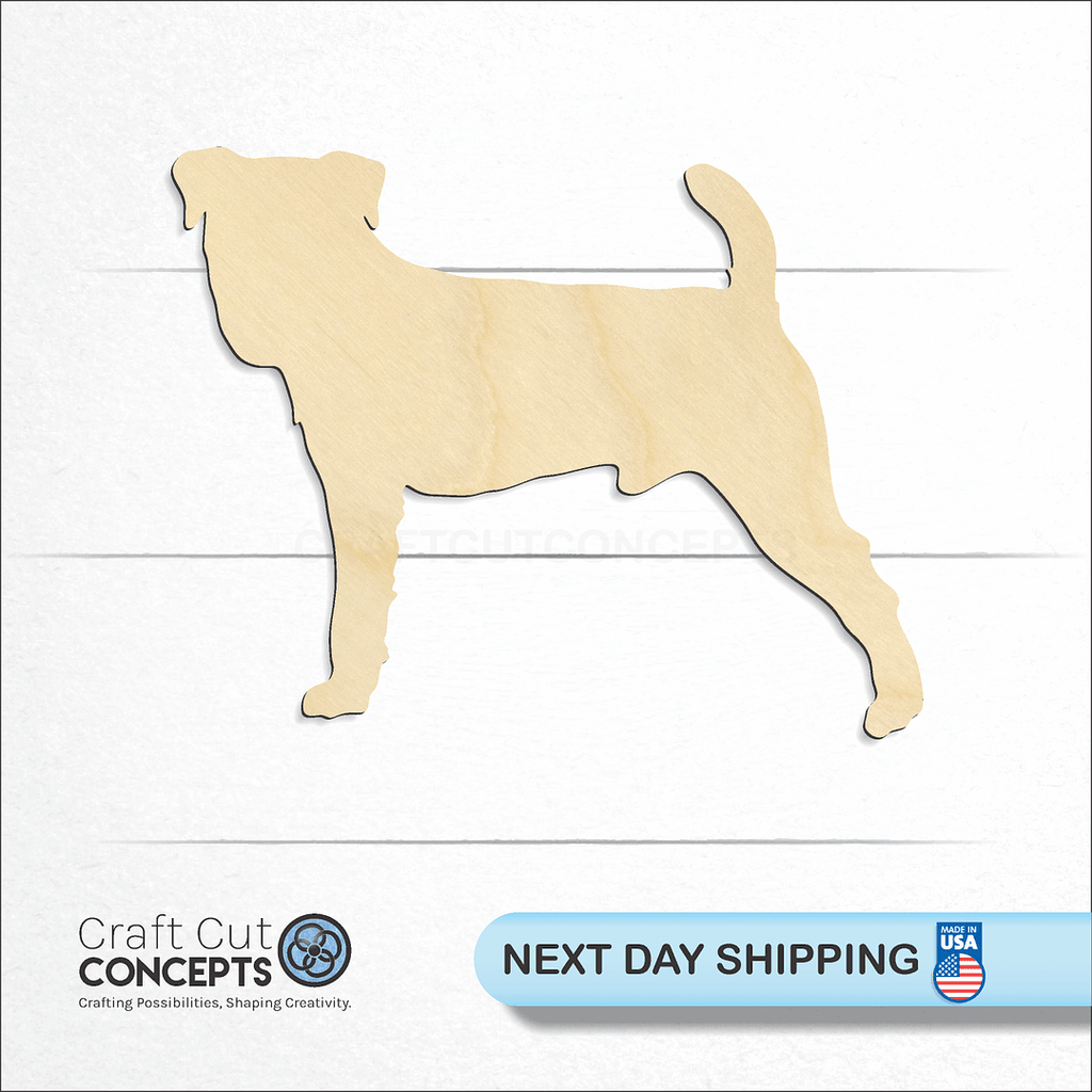 Craft Cut Concepts logo and next day shipping banner with an unfinished wood Jack Russel Terrier craft shape and blank