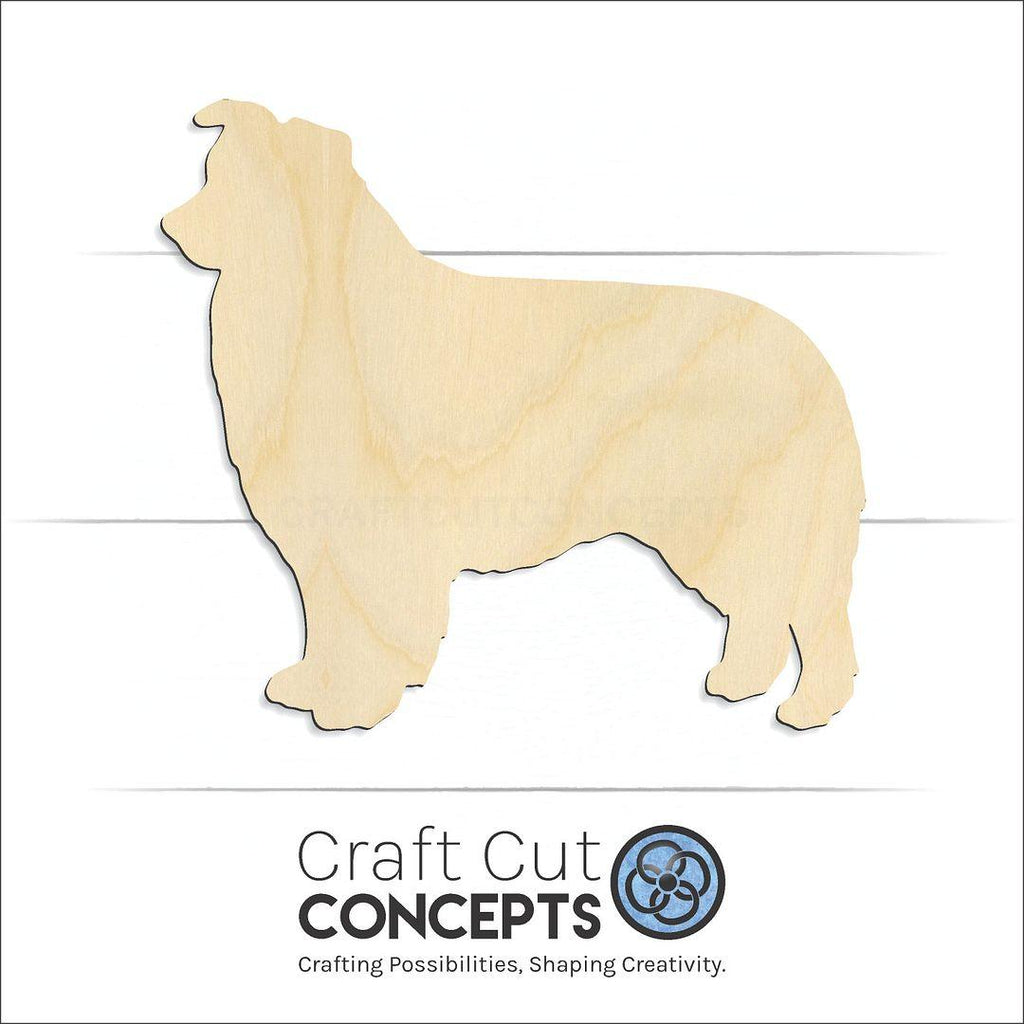 Craft Cut Concepts Logo under a wood Border Collie craft shape and blank