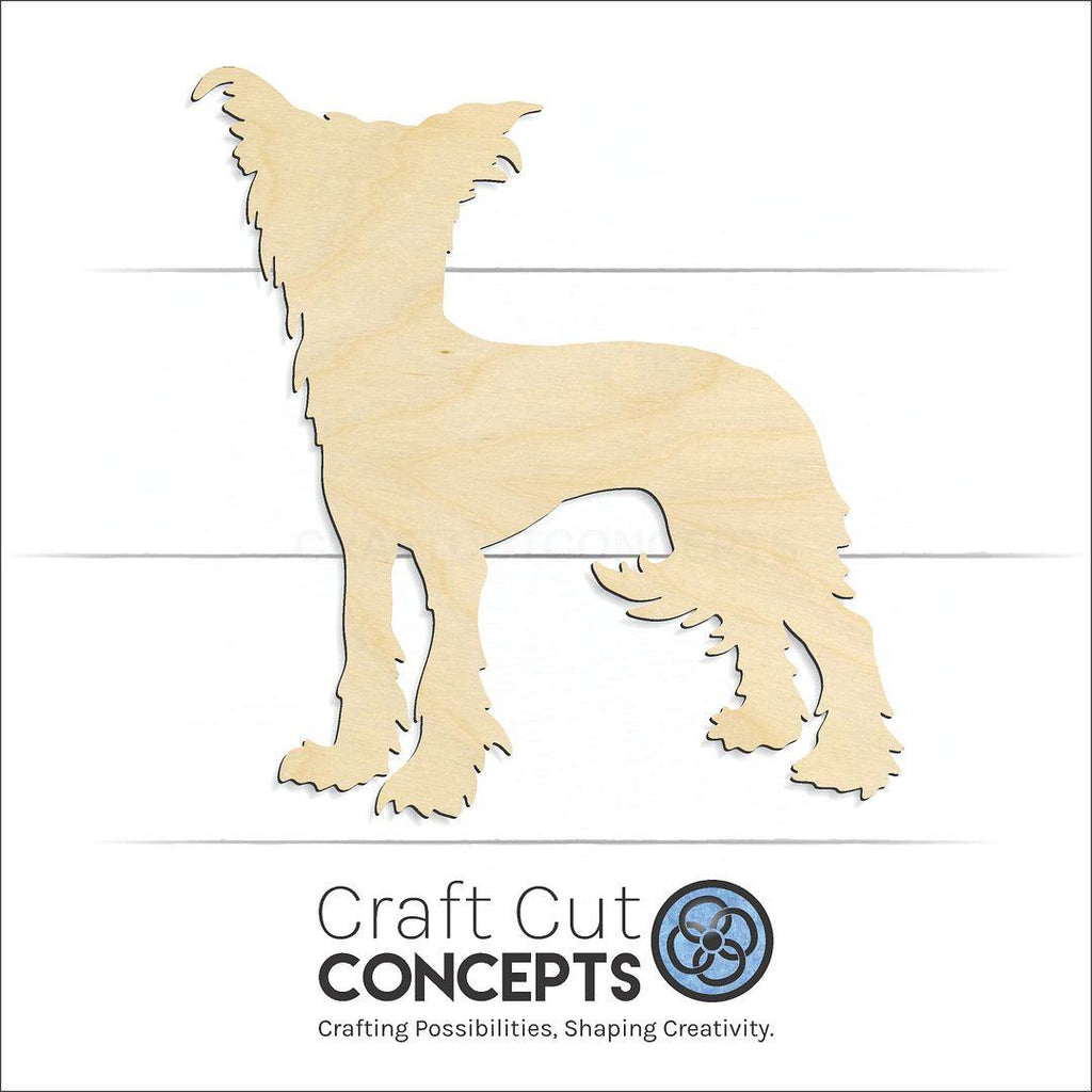 Craft Cut Concepts Logo under a wood Chinese Crested craft shape and blank