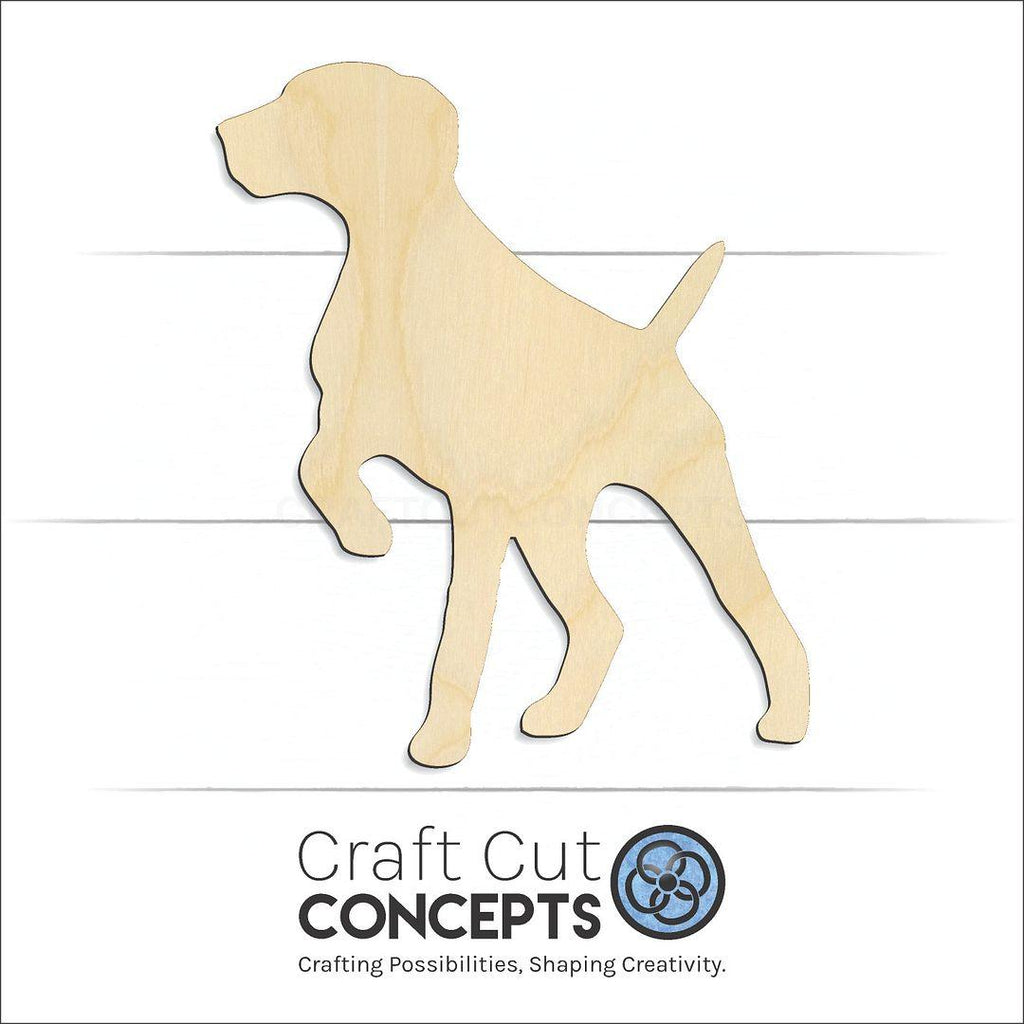 Craft Cut Concepts Logo under a wood German Shorthaired Pointer craft shape and blank