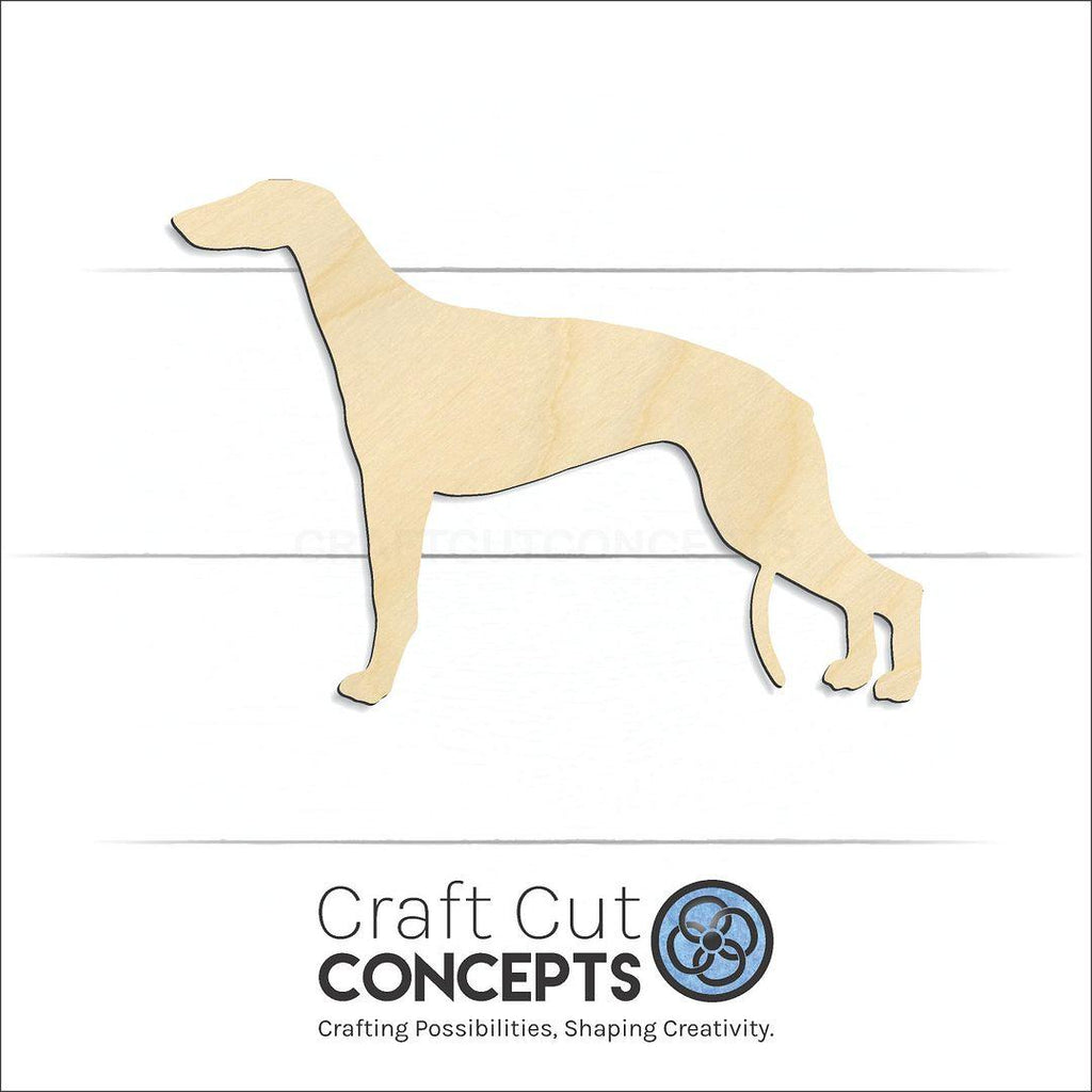 Craft Cut Concepts Logo under a wood Grey Hound craft shape and blank