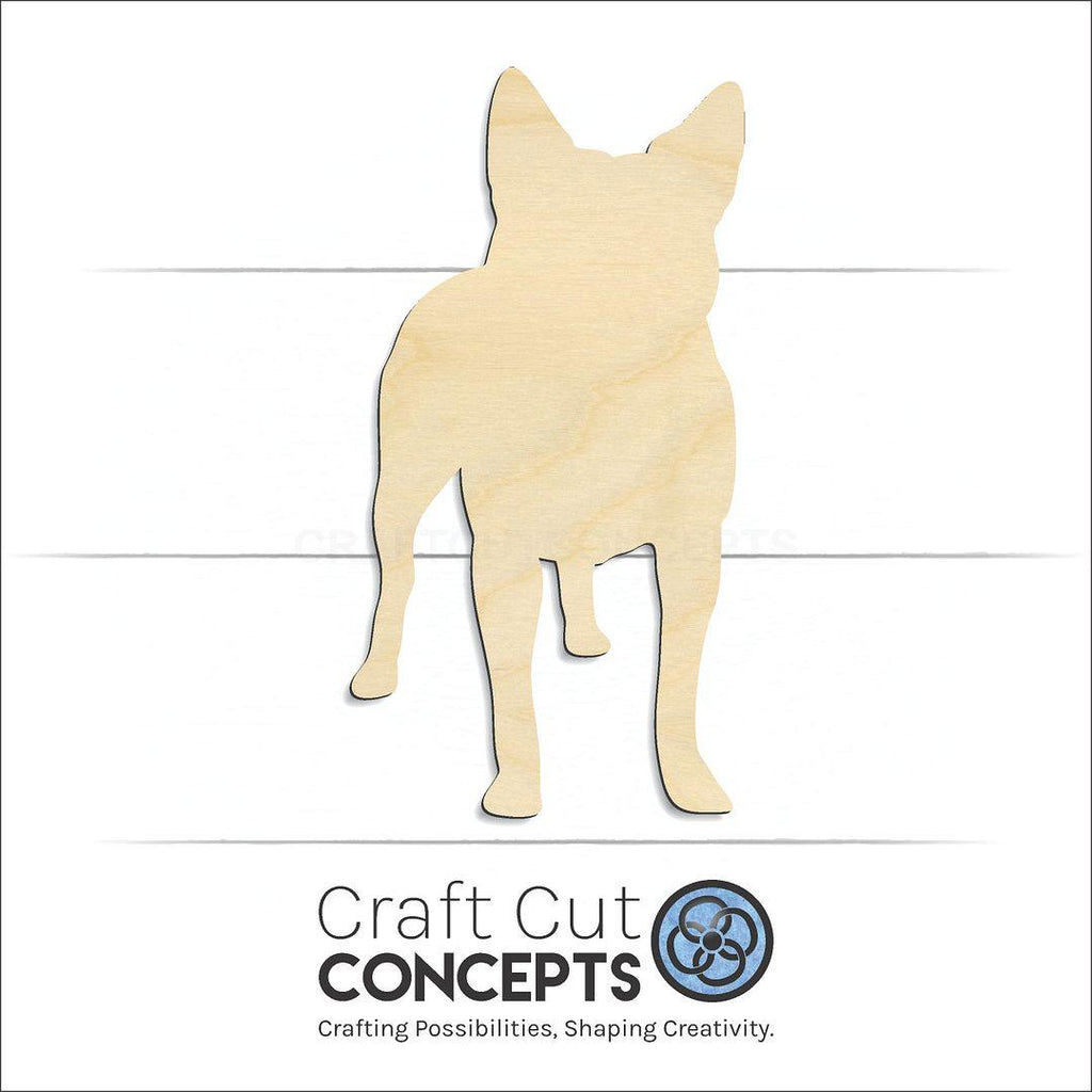 Craft Cut Concepts Logo under a wood Blue Healer craft shape and blank