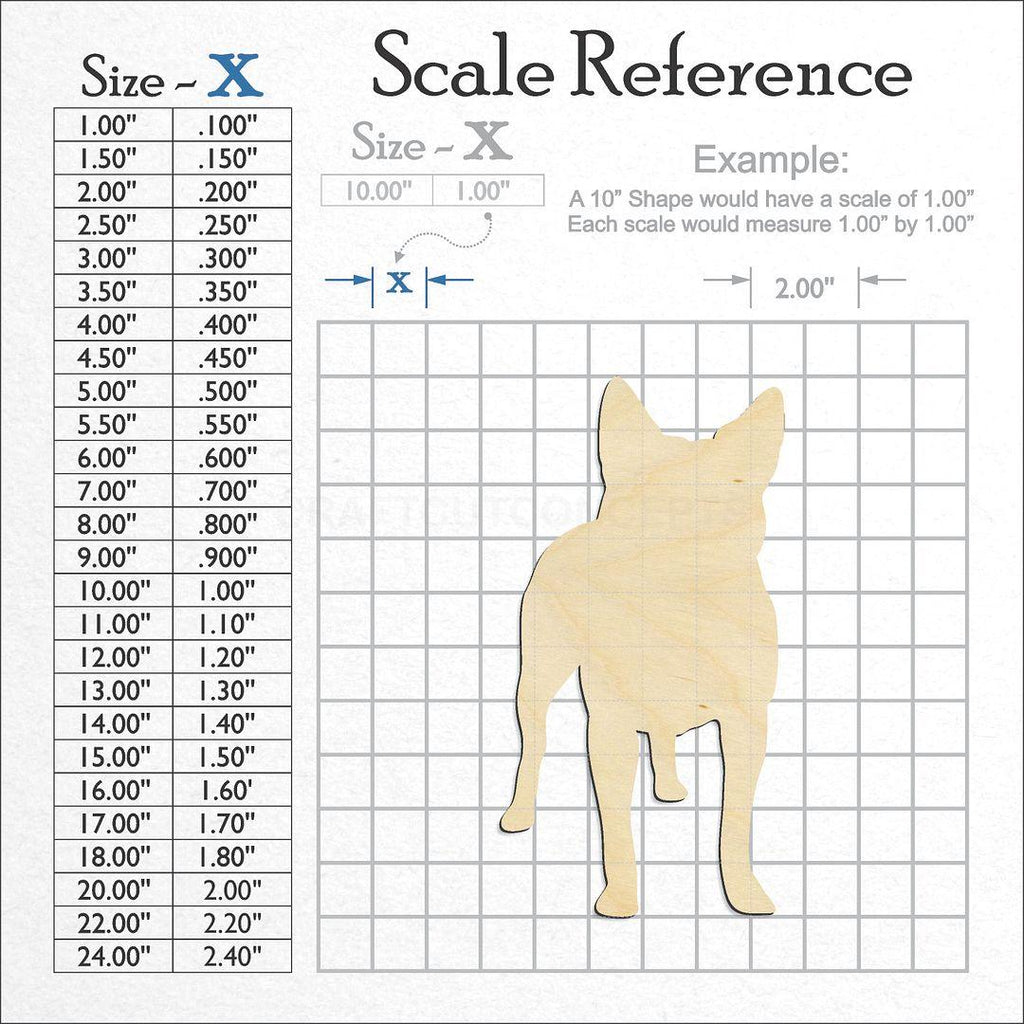 A scale and graph image showing a wood Blue Healer craft blank