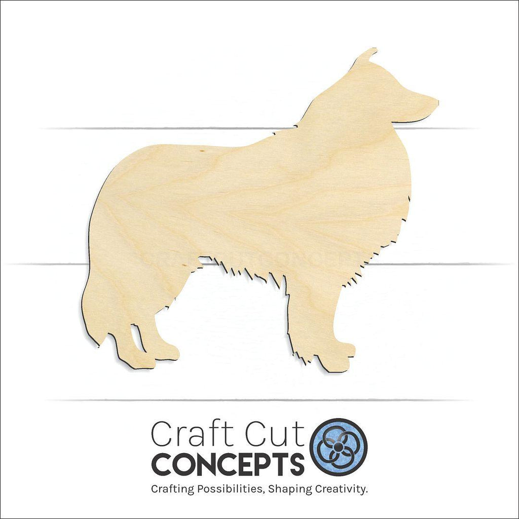 Craft Cut Concepts Logo under a wood Sheltie craft shape and blank