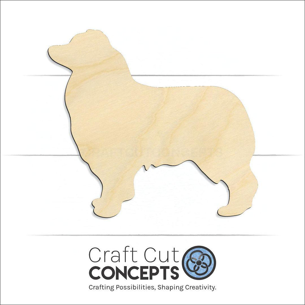 Craft Cut Concepts Logo under a wood Australian Shepherd craft shape and blank