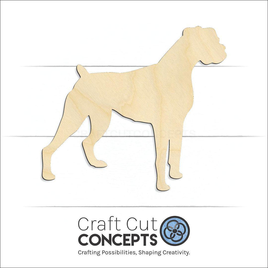 Craft Cut Concepts Logo under a wood Boxer craft shape and blank