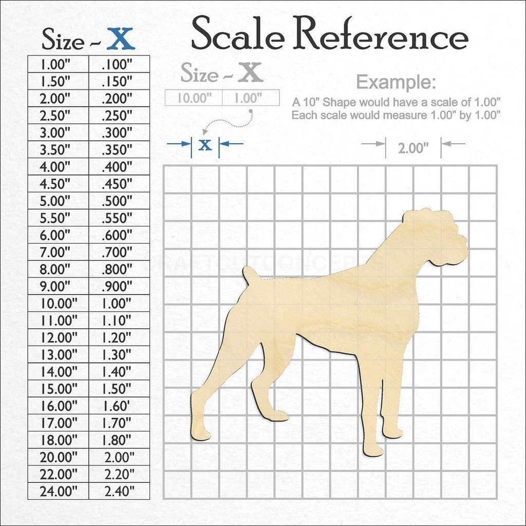 A scale and graph image showing a wood Boxer craft blank