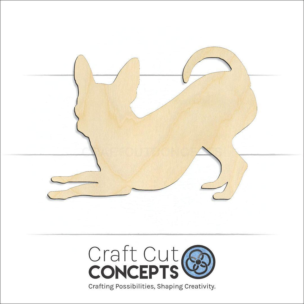 Craft Cut Concepts Logo under a wood Chihuahua craft shape and blank