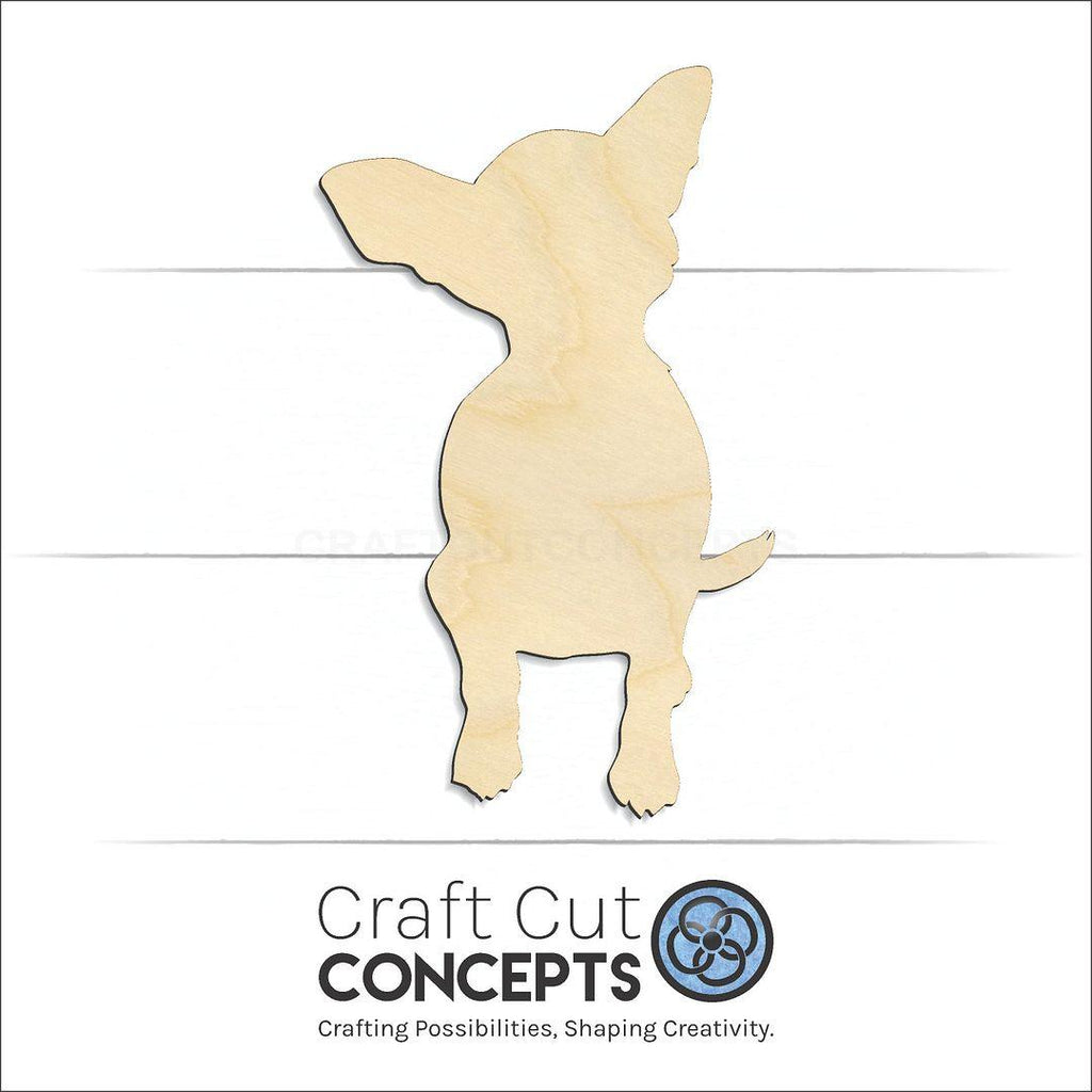 Craft Cut Concepts Logo under a wood Chihuahua-2 craft shape and blank