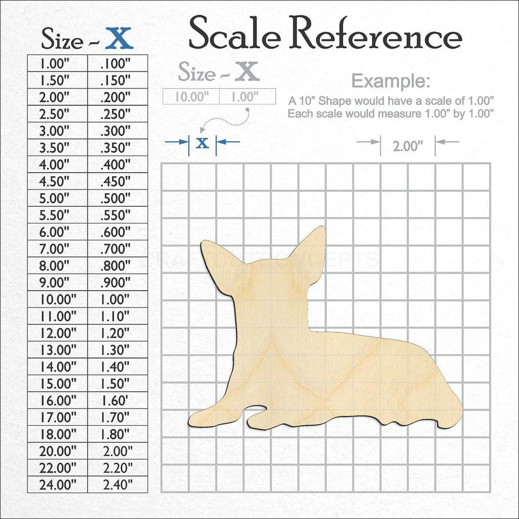 A scale and graph image showing a wood Chihuahua-3 craft blank