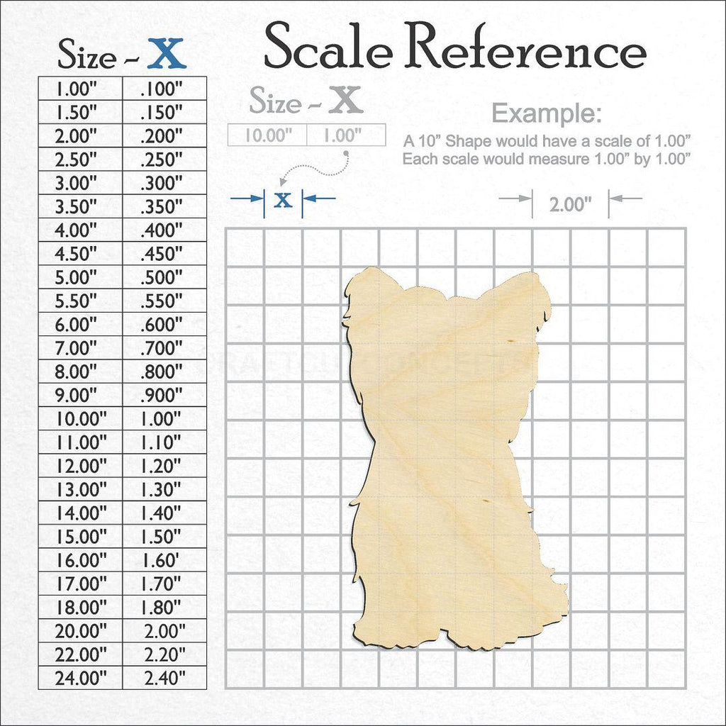 A scale and graph image showing a wood Yorkie craft blank