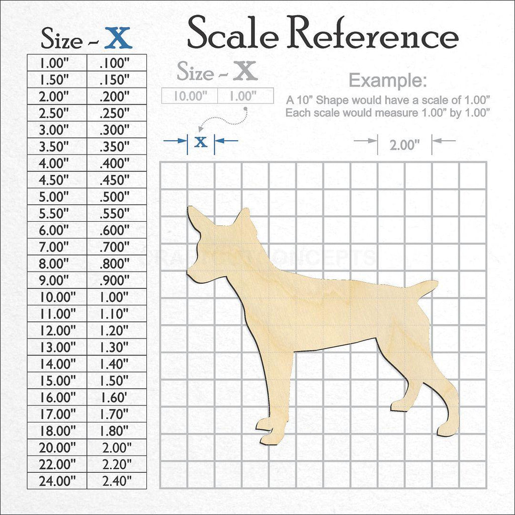 A scale and graph image showing a wood Rat Terrior craft blank