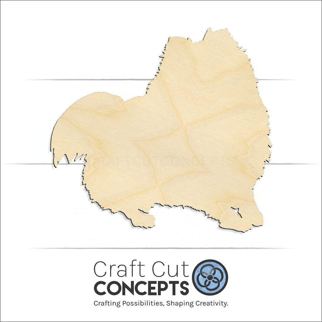 Craft Cut Concepts Logo under a wood Pomeranian craft shape and blank