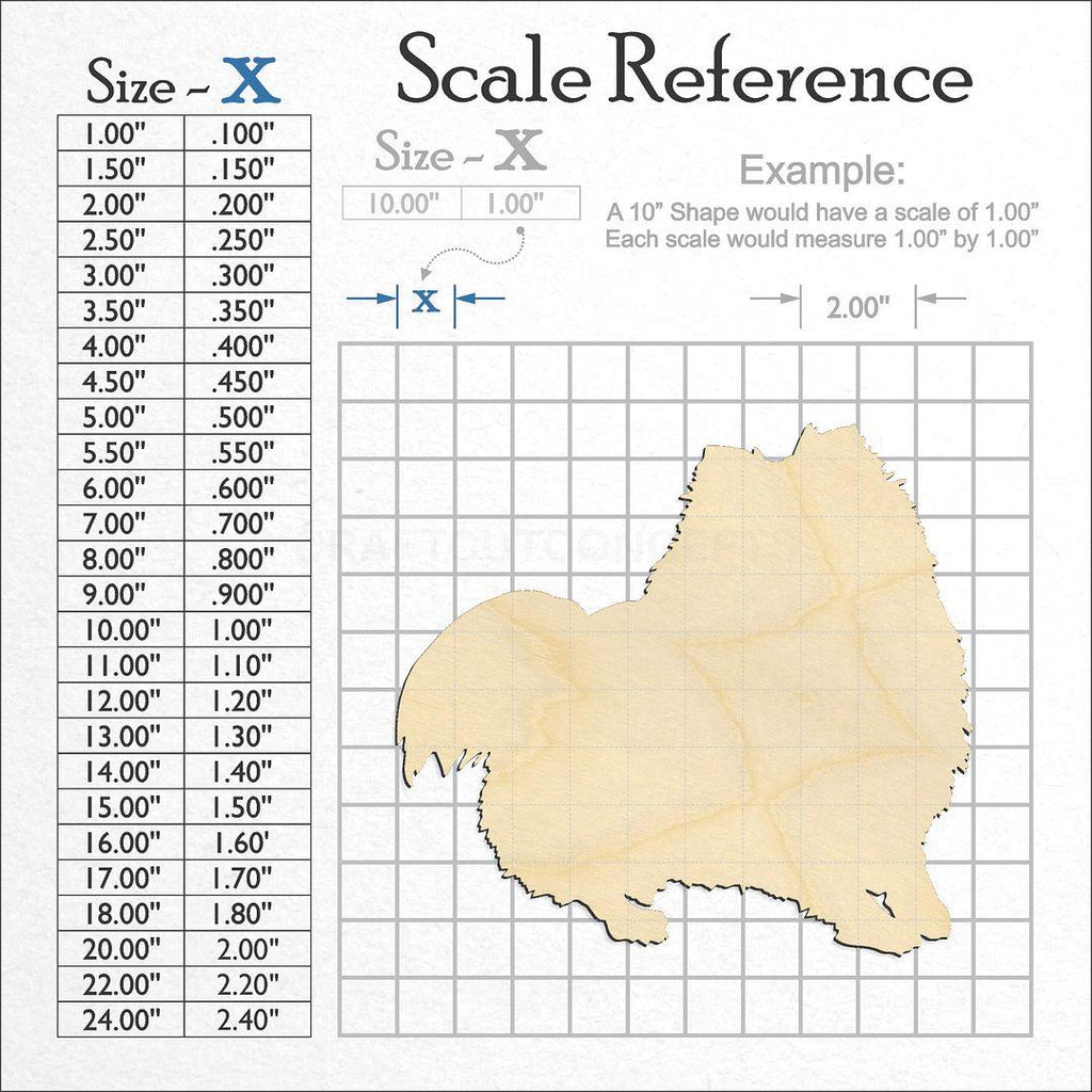 A scale and graph image showing a wood Pomeranian craft blank