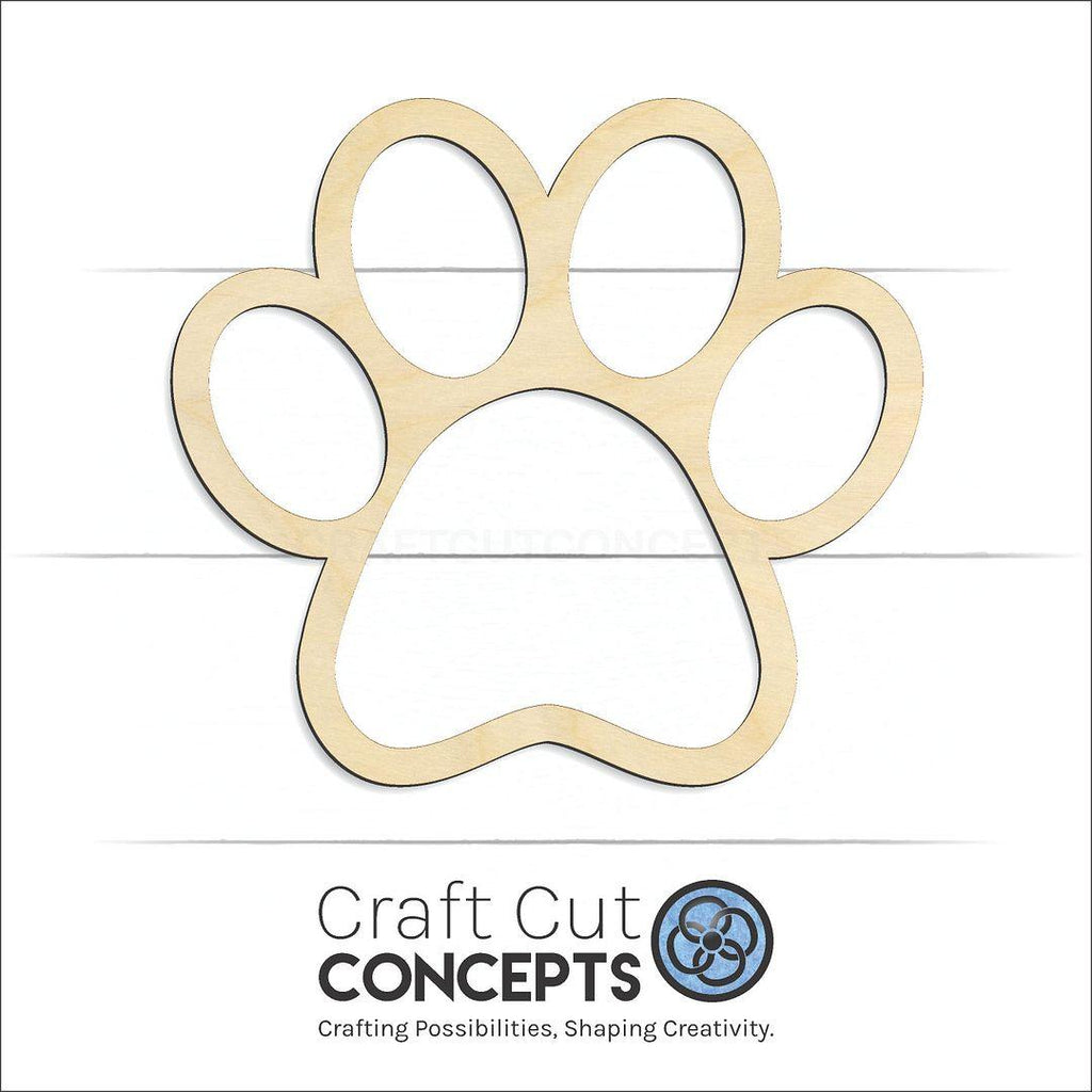 Craft Cut Concepts Logo under a wood Paw Outline craft shape and blank