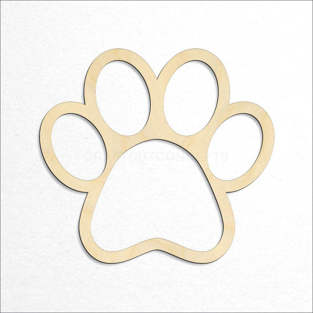 Wooden Paw Outline craft shape available in sizes of 2 inch and up