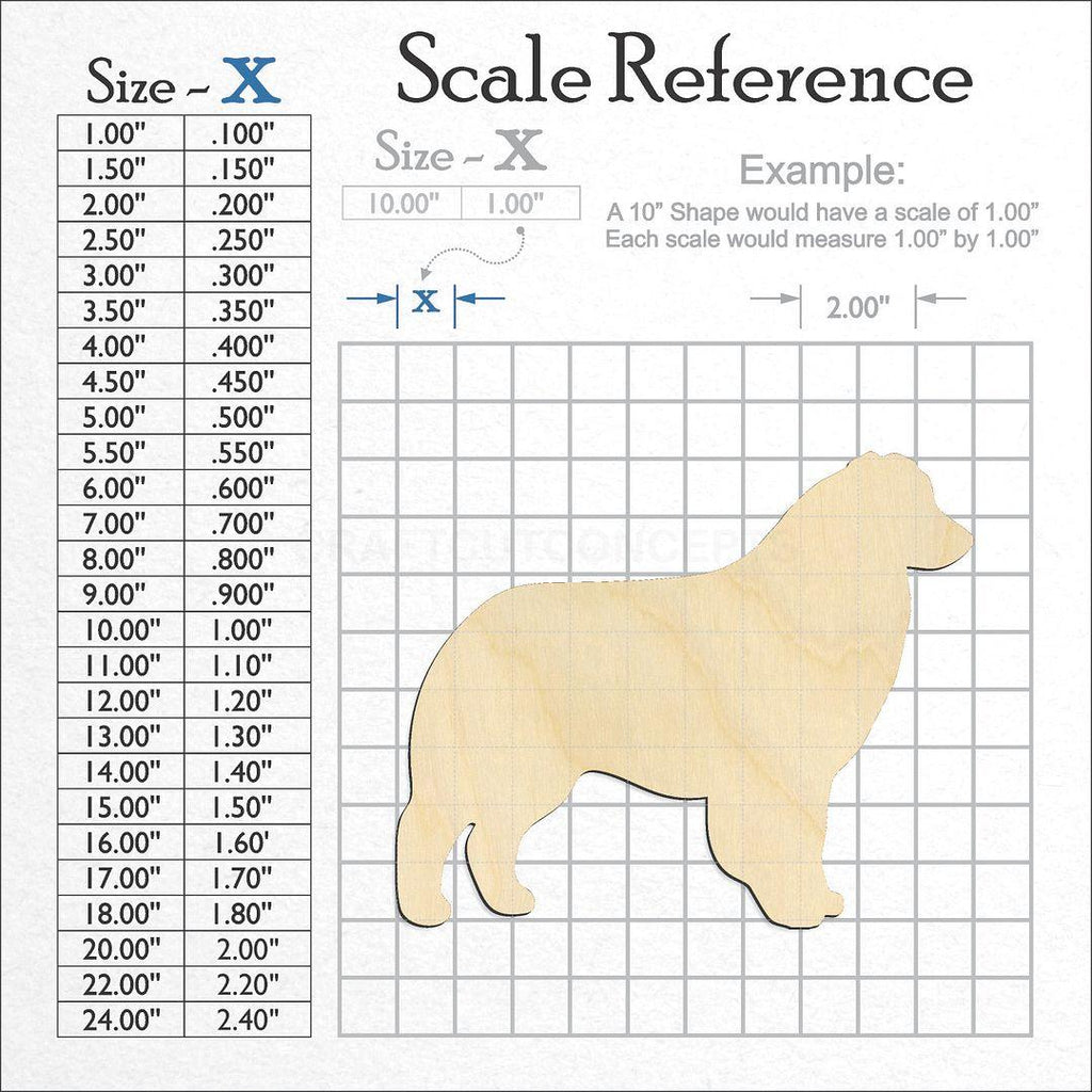 A scale and graph image showing a wood Australian Sheperd craft blank