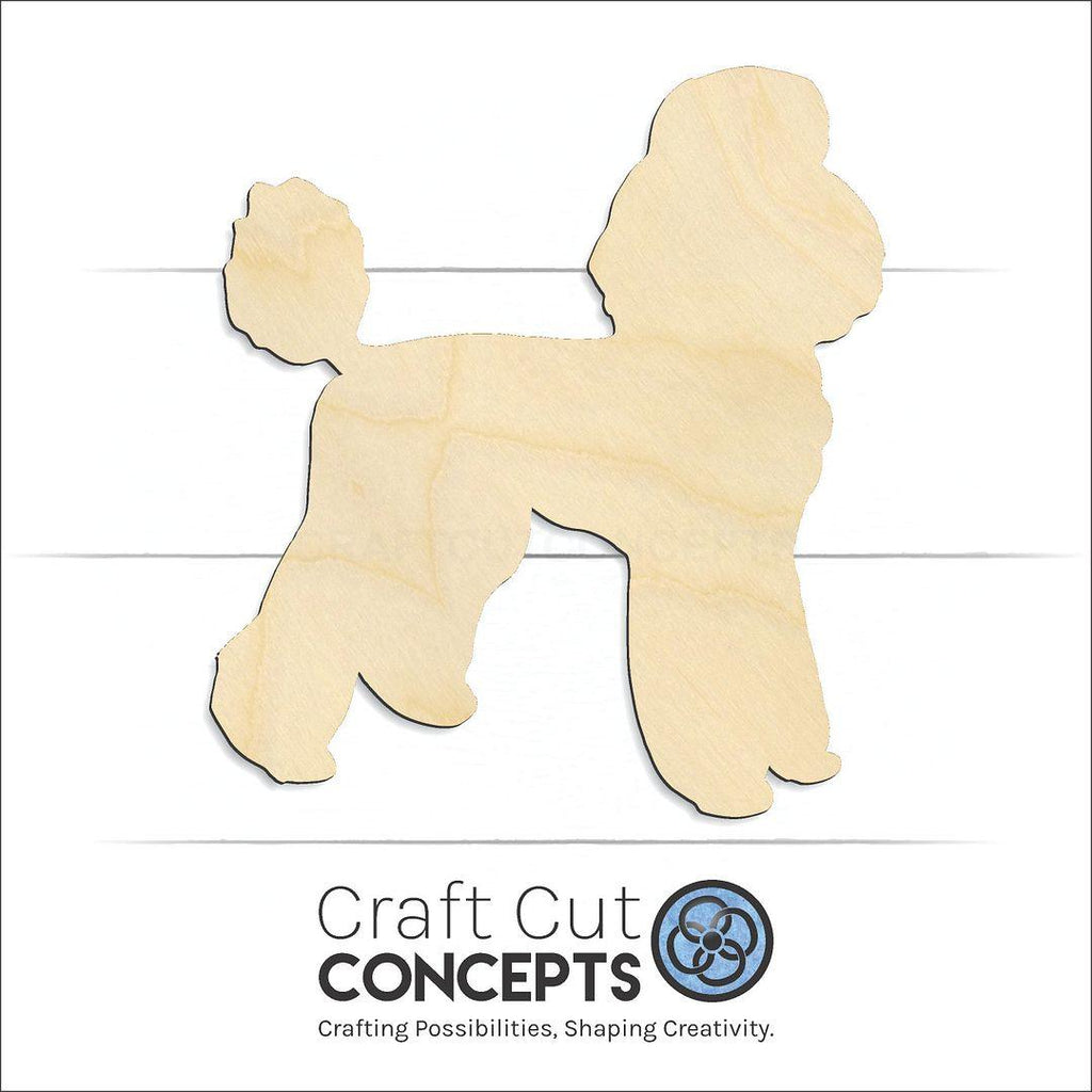 Craft Cut Concepts Logo under a wood Poodle craft shape and blank