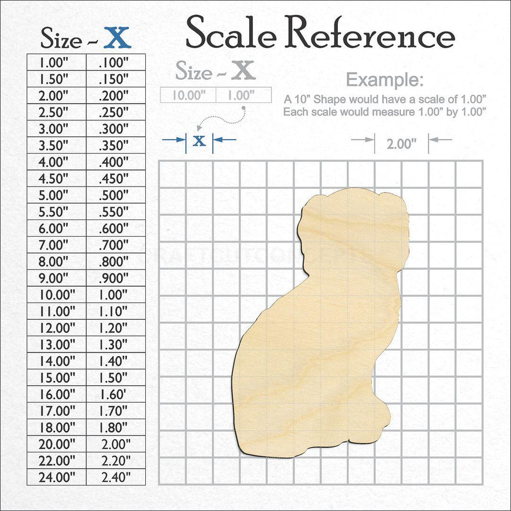 A scale and graph image showing a wood Puppy craft blank