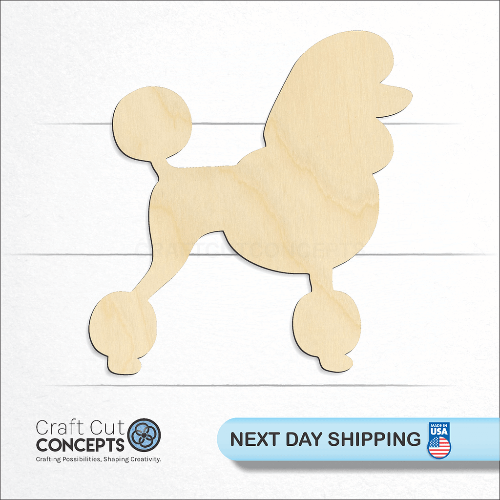 Craft Cut Concepts logo and next day shipping banner with an unfinished wood Dog craft shape and blank