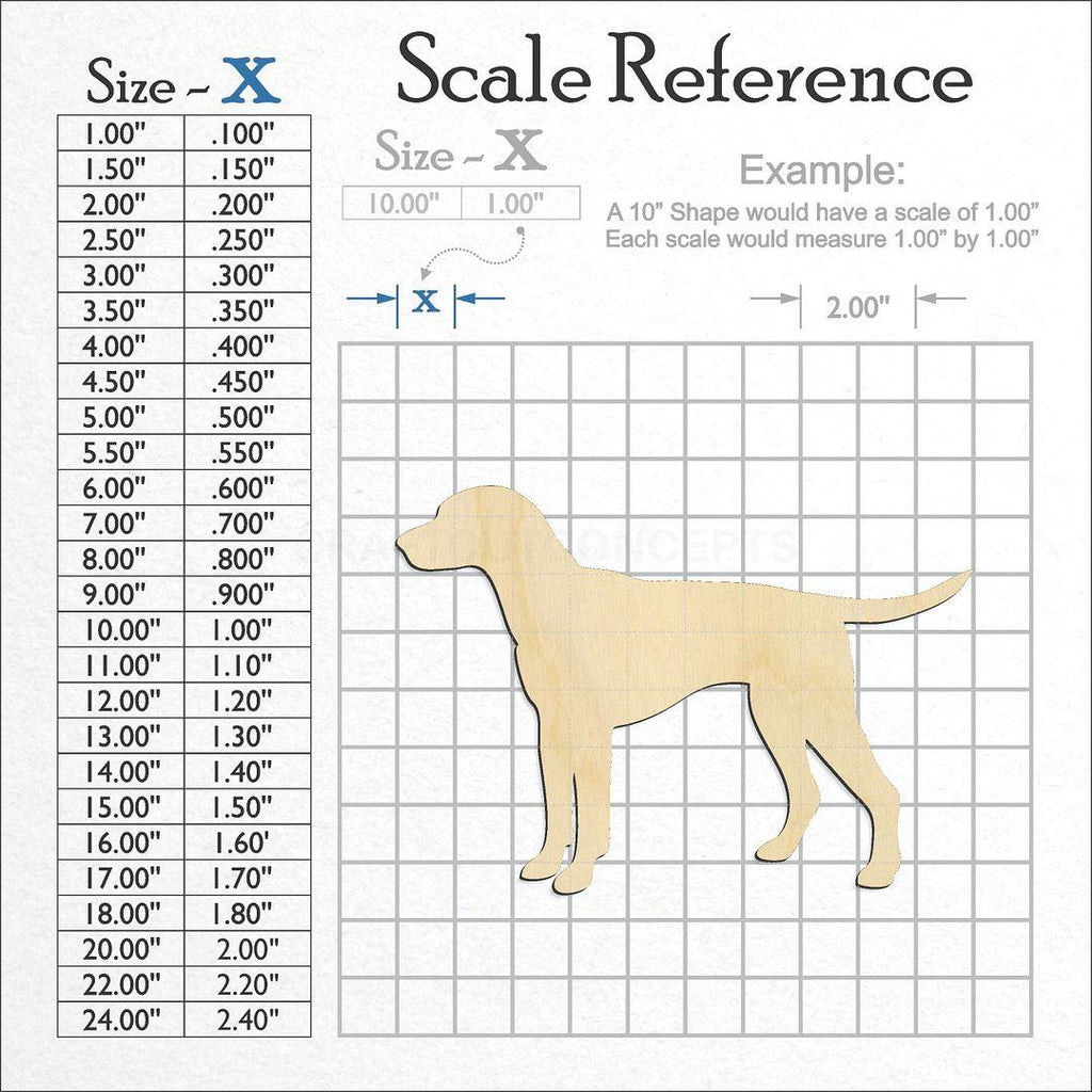 A scale and graph image showing a wood Dalmatian craft blank